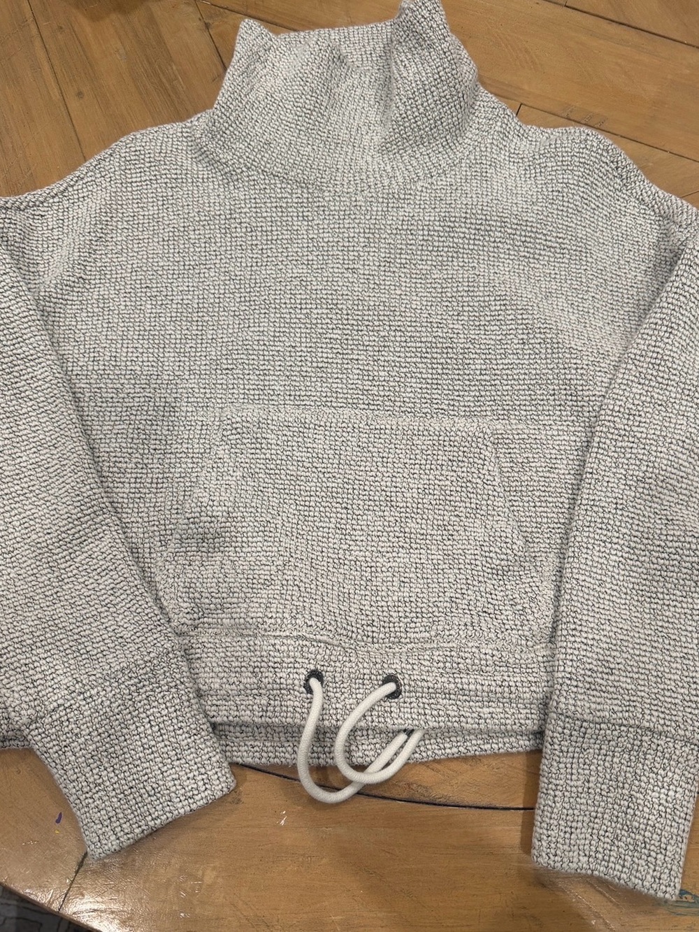 Sweaty Betty Cozy Gray Turtleneck Drawstring Sweater Size 8